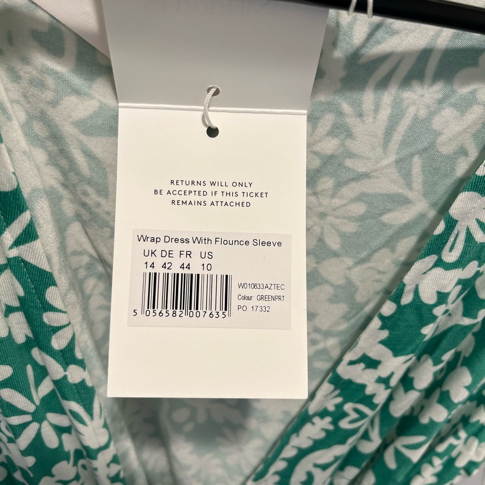 Green Aztec Wrap maternity dress! Never worn. Tags still on it. Size 10 - Picture 3 of 4